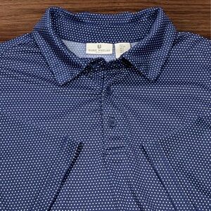 Rorie Whelan Golf Men’s Blue w/ White Polkadots Performance Polo. Large.